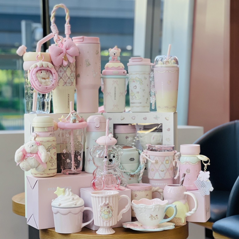 Starbucks 26 Summer Dessert Party Cookie Ice Cream Waffle Ceramic Mug Stainless Steel Travel Thermos Cup