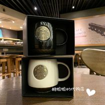 Starbucks 2021 Valentines Day Bronze Classic black and white Mermaid Bronze seal Couple cup Mug gift box