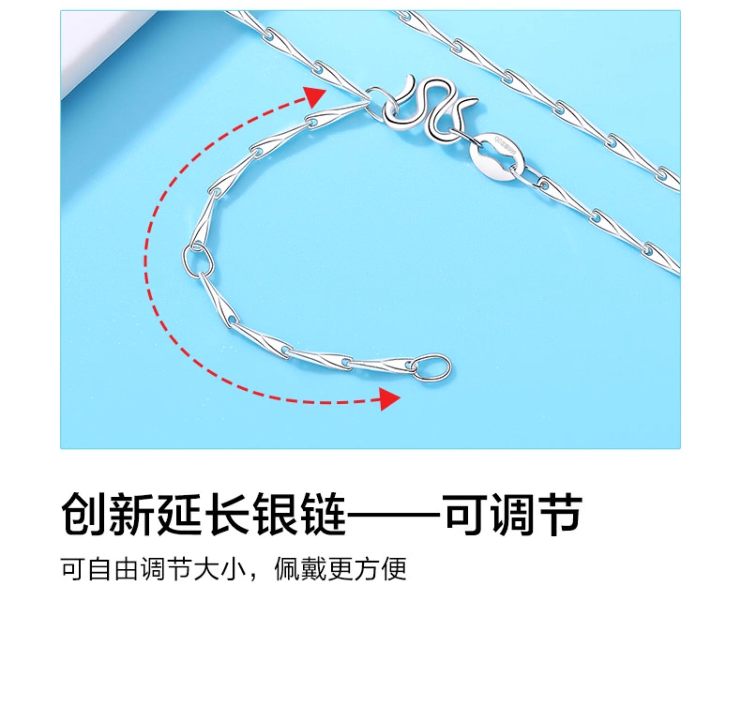 Серебряное ожерелье 银项链女999纯银蓝托帕石宝石海洋之心吊坠女款女士圣诞礼物女生 East Beauty