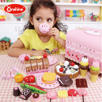 Chocolate carrying box simulation food birthday cake cut to see wooden girl playing House childrens toys