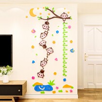Kindergarten wall decoration stickers childrens room bedroom 3d three-dimensional cartoon monkey measuring height ruler wall stickers
