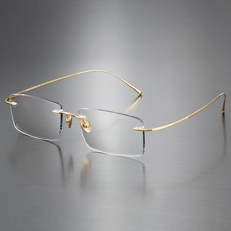 Rimless Glasses for Men, Large Frame, Pure Titanium Eyeglass Frame, Ultra-Light Gold Wire, Large Face, One-Piece Silver Business Style Prescription Glasses Rimless Glasses for Men, Large Frame, Pure Titanium Eyeglass Frame, Ultra-Light Gold Wire, Large Face, One-Piece Silver Business Style Prescription Glasses