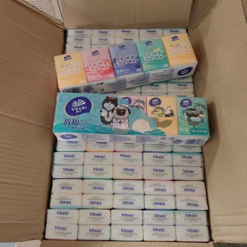 Vinda Handkerchiefs 3-Ply 450 Packs Wholesale Whole Box Tissue Paper Small Packaging Portable Napkins Toilet Paper Portable