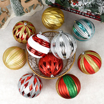 Christmas decorative plastic ball gold silver and red painted lattice ball beautiful scene layout pendant ball 15-20CM
