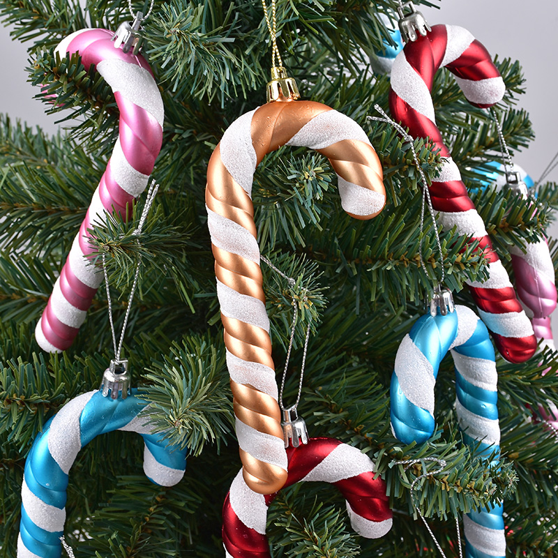 Christmas decorations pendant Christmas tree accessories color plastic electroplating candy crutches pendant props 15CM