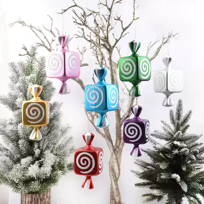 Heidi Christmas Candy Hanging 20CM Electroplated Painted Candy Scene Decoration Color Props Ornaments Single
