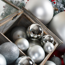 节庆装饰银色装饰球亮光闪粉塑胶圆球6-30CM吊球圣诞装饰吊顶挂饰