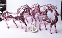 Christmas window decoration home wedding forest layout scene supplies plastic sequins unicorn sequins deer decoration