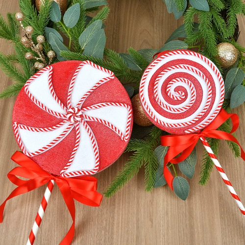 Рождественские украшения, большие красные и белые леденцы из пенопласта, реквизит для сценических съемок, подарки для оформления праздничной сцены.