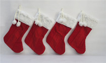 Christmas gift bag Christmas holiday decoration socks red knitted wool gift bag Christmas storage bag