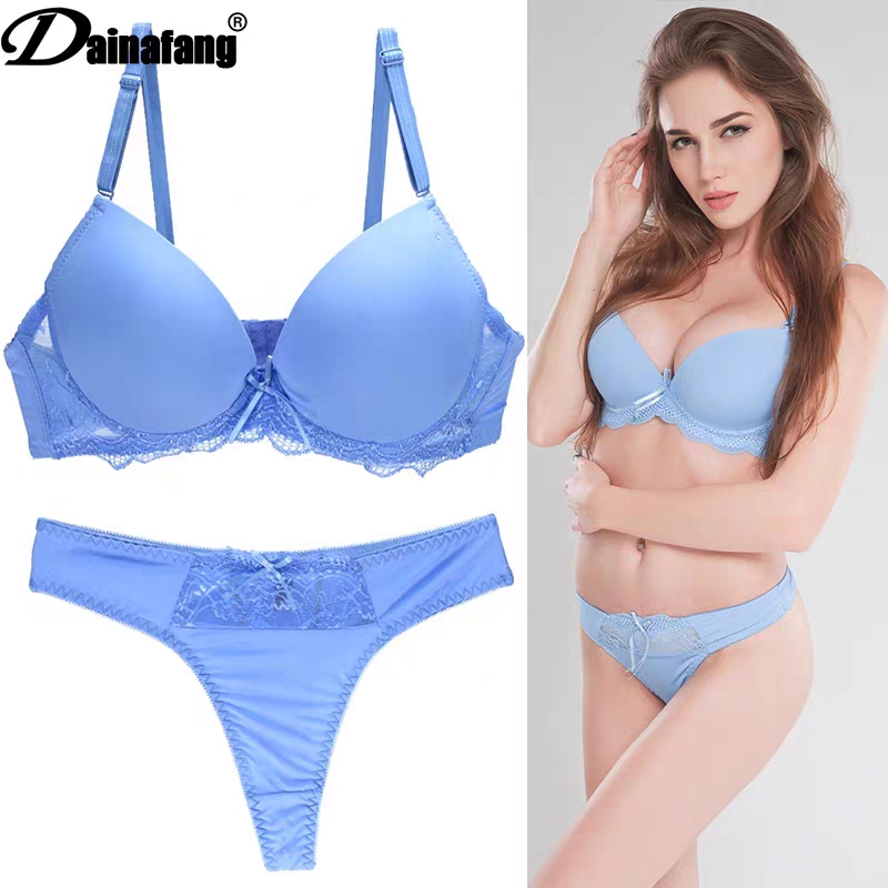 Summer Glossy Plus-Size Sexy European and American Bra and Thong Set, Push-Up, Thin Cup, Seamless Cd Cup Underwear for Women