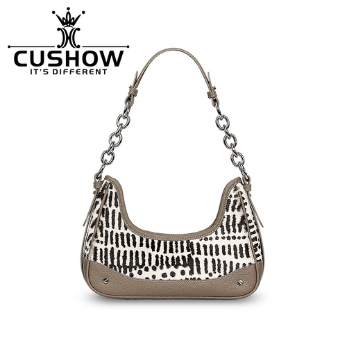 Кожаная сумка на одно плечо на цепочке, изысканный стиль, воловья кожа, коллекция 2023, из натуральной кожи