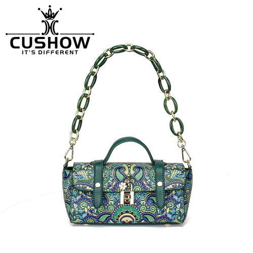 Небольшая дизайнерская кожаная универсальная сумка на одно плечо на цепочке, из натуральной кожи