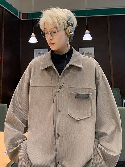 Chemise en velours côtelé à manches longues pour hommes, veste rétro américaine de grande taille, belle chemise japonaise haut de gamme, printemps et automne