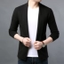 Áo len đan len nam mùa thu áo len xu hướng phong cách Hàn Quốc Không có nút Shawl Slim Casual Thin màu tinh khiết áo len - Cardigan Cardigan