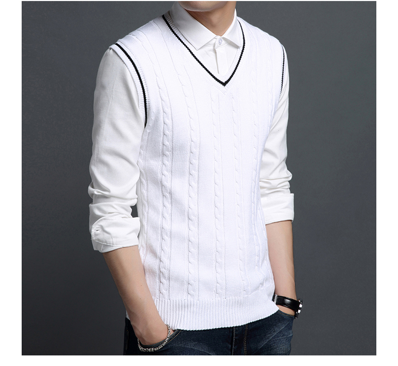 Áo len nhung mùa đông cộng với áo vest nam vest mỏng, áo khoác nam dày của Hàn Quốc khoác len mỏng