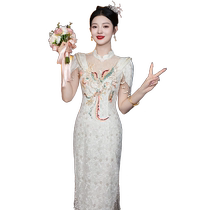 New Chinese style cheongsam for young girls 2024 new certificate engagement dress can be worn at home for toasting