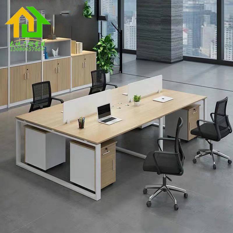 Changsha office furniture tables and chairs single person 6 people staff desk simple modern card seat steel frame desk 4 people