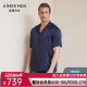 Aimer men Mr. pleated silk home lapel short-sleeved top men's pajamas NS41C051