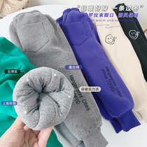 Childrens thick silk cotton cotton trousers small children Korean version of Joker Feet Sports Pants 2021 Winter New Baby pants