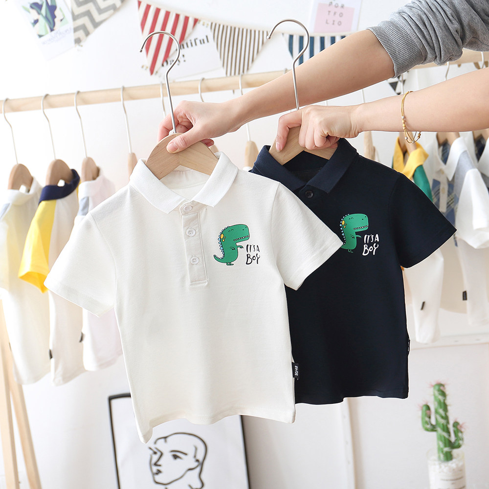 South Korean boy clothing 2021 Spring summer boy pure cotton polo shirt with small crocodile short sleeve T-shirt young child summer clothing T