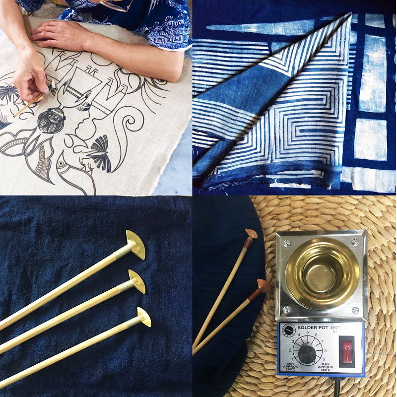Batik tool material package diy wax knife anti-dyeing batik grass and wood plant dyeing blue dyeing material new product