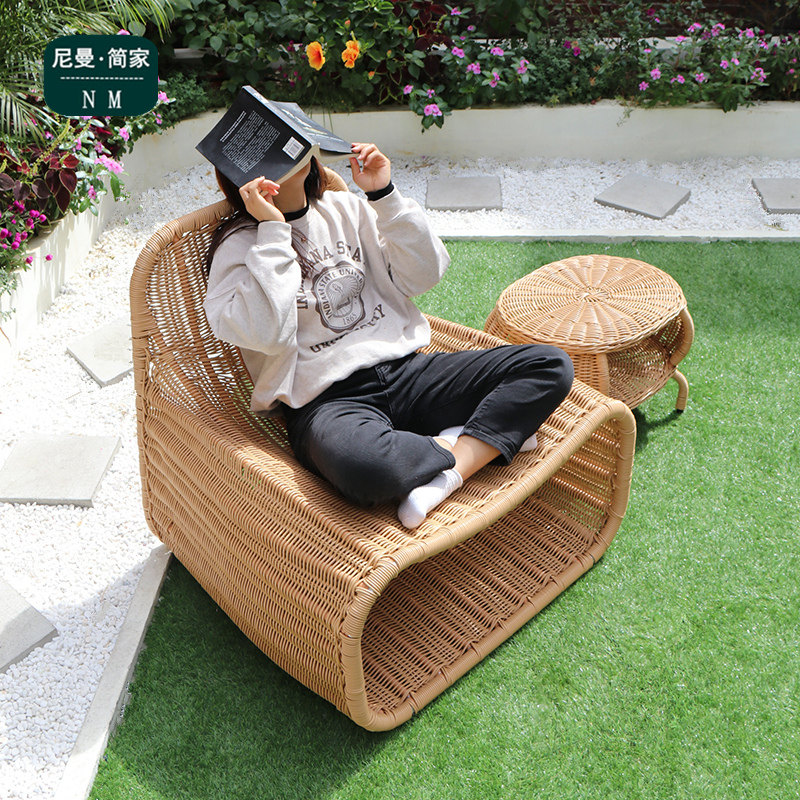 Southeast Asian furniture outdoor indoor rattan chair Nordic simple rattan sofa hotel model room leisure homestay chair