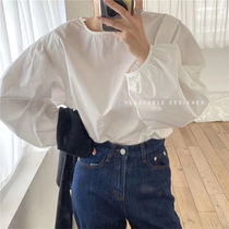 VEGETABLE Korean Dongdaemun coat blouse French retro loose bubble sleeve lantern sleeve T-shirt long sleeve