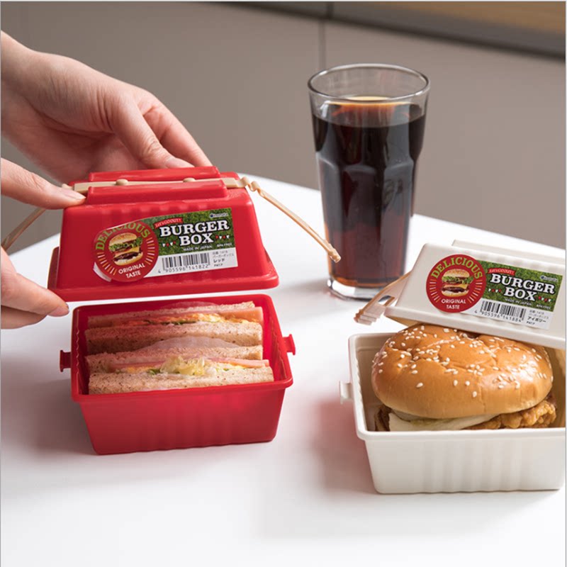 Japanese-style household hamburger storage box lunch box sandwich preservation box sealed portable with lid lunch box insulation box - Taobao