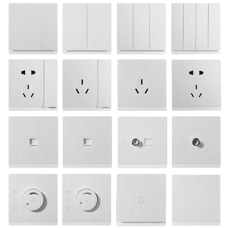 Fly Engraving Switch Socket Panel Porous Home 86 Type Wall Concealed 5-hole usb socket 16 Planted Wire Drawing White