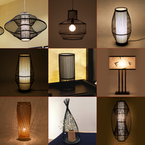 Event handmade bamboo art Japanese chandelier project tail single new Chinese table lamp creative flower special clearance