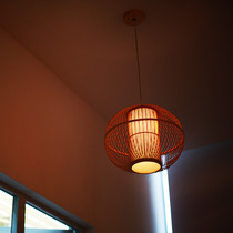 Natural home new Chinese style small cage chandelier dining room lamp Japanese table lamp creative bamboo weaving leisure club study tea room lamp