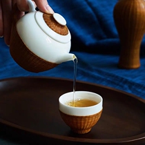 Natural home original Chinese porcelain body bamboo tea tea cup one pot two cups tea set Xi Shi teapot combination set