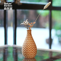 Natural home intangible cultural heritage original porcelain body bamboo vase home desktop ornaments dry flower arrangement Japanese vase Zen