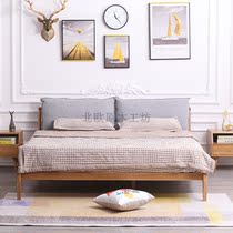 Nordic Log Workshop North American White Oak Wood Double Big Soft Bag Backrest Comfort Princess Bed Soft Bunk Bed