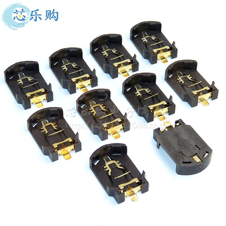 CR2032 battery holder CR2025 BS-8 patch button battery holder battery box seat gold-plated 10