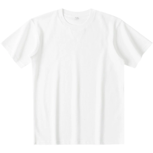 Премиум-серая темно-серая ночь, 220 г, тяжелая вафельная футболка с круглым вырезом и короткими рукавами, однотонная, простой топ с заниженными плечами для мужчин и женщин