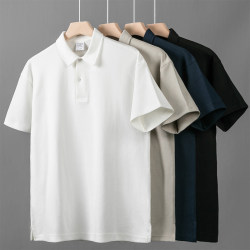 400g Heavyweight Polo Shirt for Men, Short-Sleeved, Summer, Solid Color, Loose, Retro, Half-Sleeved, Casual, Versatile, Thick, Collared T-Shirt