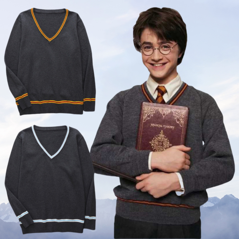 In Stock [Harry Potter V-Neck Pure Cotton Sweater] Gryffindor Cos Everyday Wear Unisex Pullover Long-Sleeve