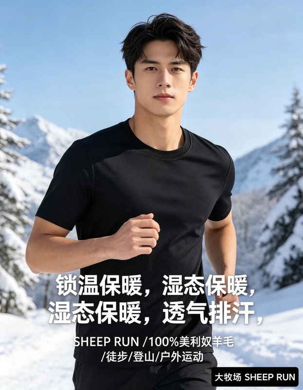 Sheep Run400G Thickeneded Merino Wool Short-Sleeved 17.5/18.5 Outdoor Hiking and Running Warm and Breathable Sheep Run400G Thickeneded Merino Wool Short-Sleeved 17.5/18.5 Outdoor Hiking and Running Warm and Breathable