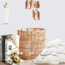 Green Tengda Japanese dirty clothes basket Muji ins rattan storage frame Net red dirty clothes basket garbage basket