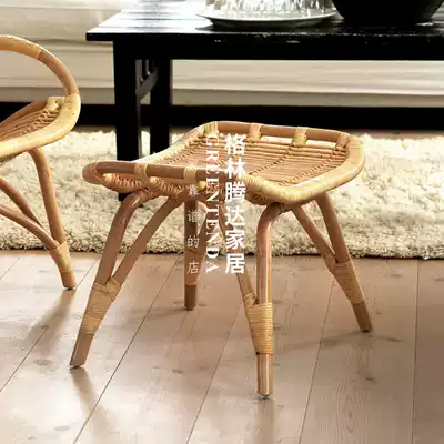 Greentenda racket chair ins Vine shoe changing stool B & B Inn Real rattan chair pedal rattan stool
