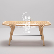 Green Tengda Net red ins rattan shoe stool B & B Inn bed tail stool rattan art outdoor bench long dining chair