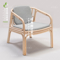 Greentenda Japanese rattan chair three-piece set leisure Nordic rattan chair sofa Fashion Hotel Inn small cane chair
