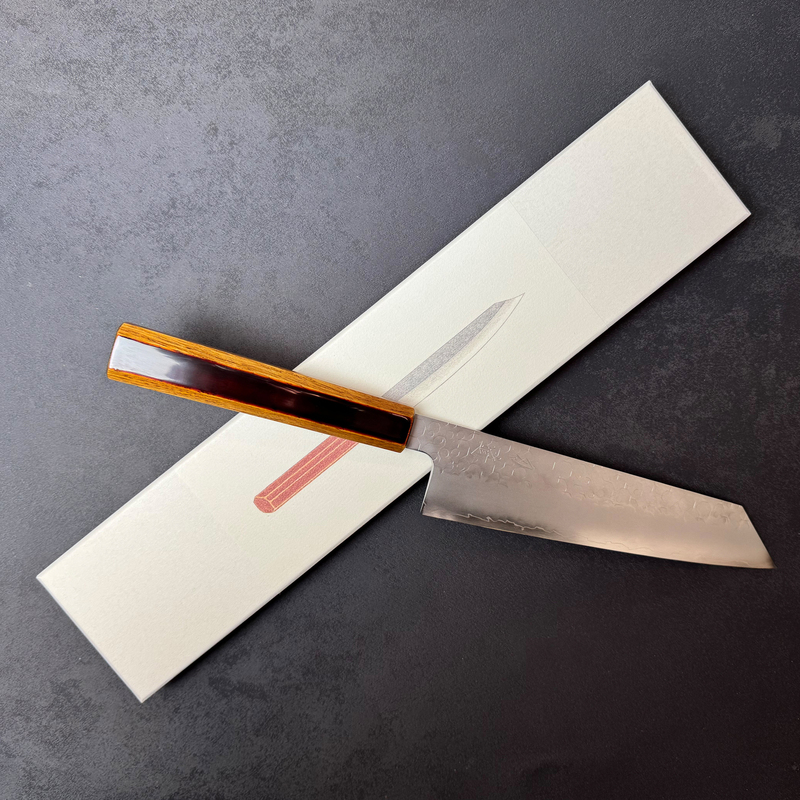 Kizushi Sg2 Powder Steel 210mm Hammered Gyuto Knife with Original Lacquered Handle