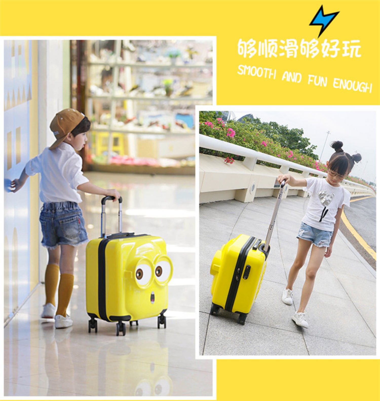 Vali trẻ em hoạt hình phổ quát bánh xe đẩy trường hợp 18 inch dễ thương lên máy bay mật khẩu hộp hành lý hộp 20 inch - Va li vali kéo giá rẻ 100k