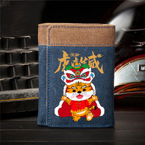 Tiger Tiger Birth Vibe 2022 New Tiger Year Wallet Mans Life Canvas Zero Money Bag Student Long SMALL LEATHER WALLET CARD BAG