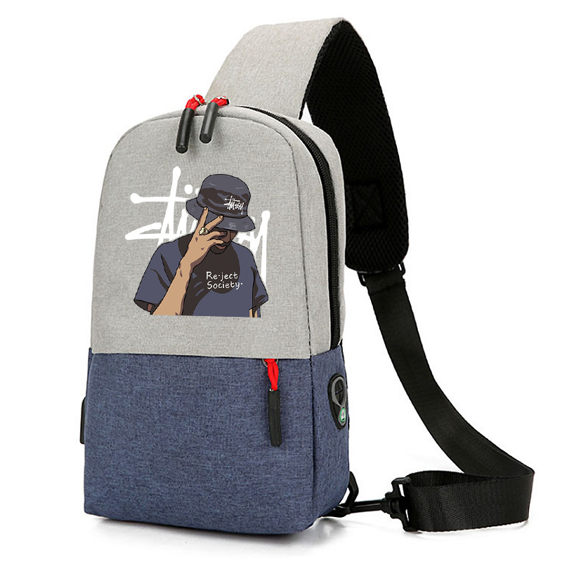 Hip-hop fashion tide brand chest bag men's shoulder messenger bag canvas 11 inch tablet ipad computer switch small backpack