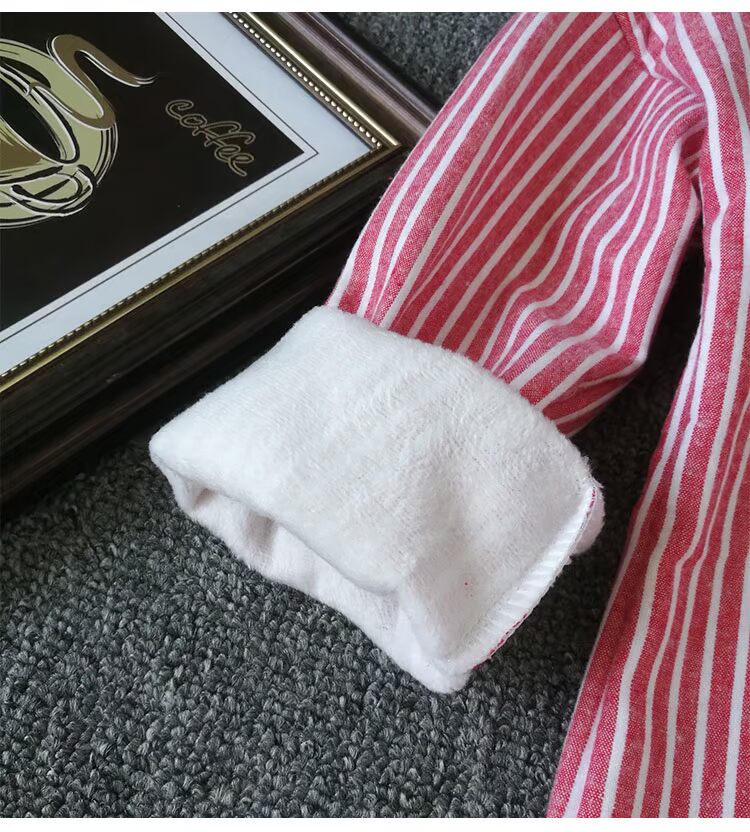 Mùa thu đông cô gái sọc cộng với áo nhung trẻ em tay dài cotton hoạt hình in áo sơ mi ấm áp chạm đáy ao so mi tre em dep