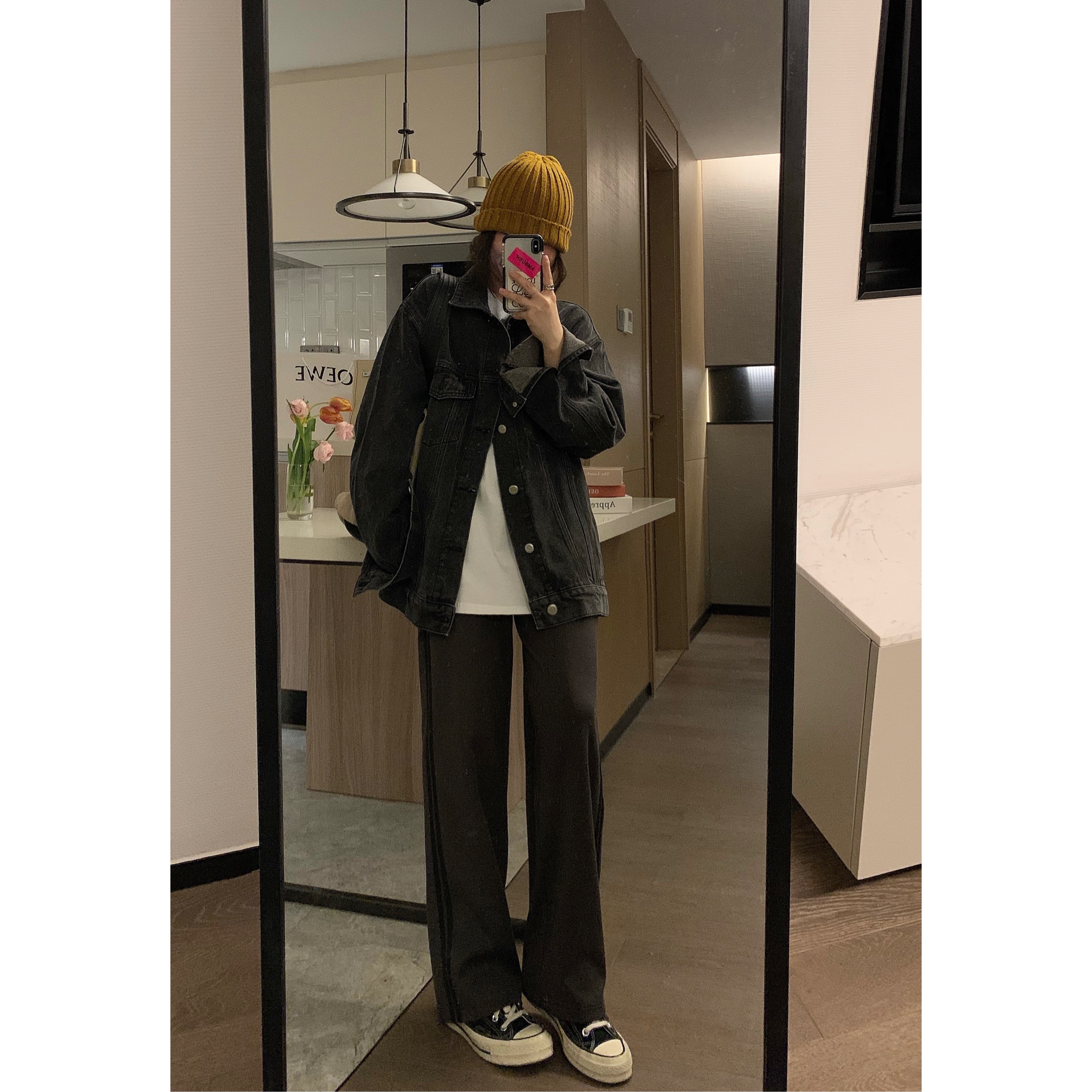 Veee big pai's one version is very Zanoversize Skinny Boyfriend Wind Black Grey Denim Jacket Woman